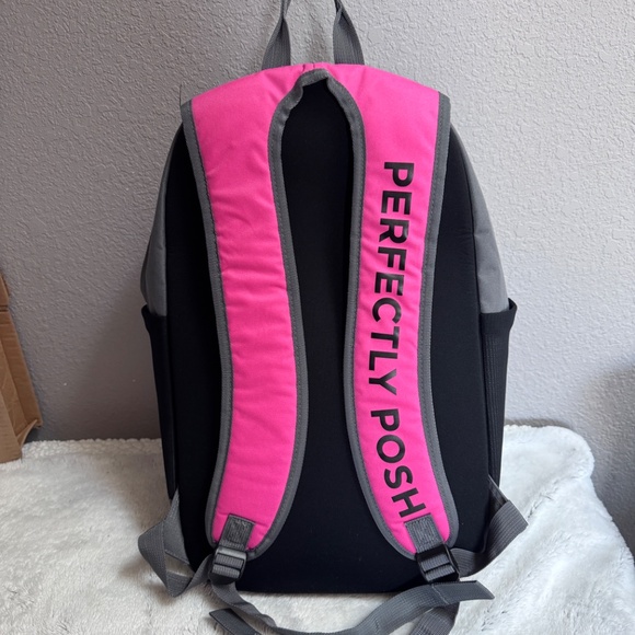 Perfectly Posh~Stylish pink, gray and black backpack~NWOT - Picture 14 of 14